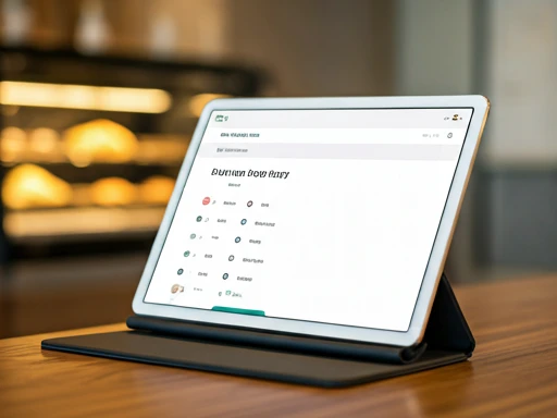 Dettaglio di un moderno sistema di cassa con tablet in un panificio